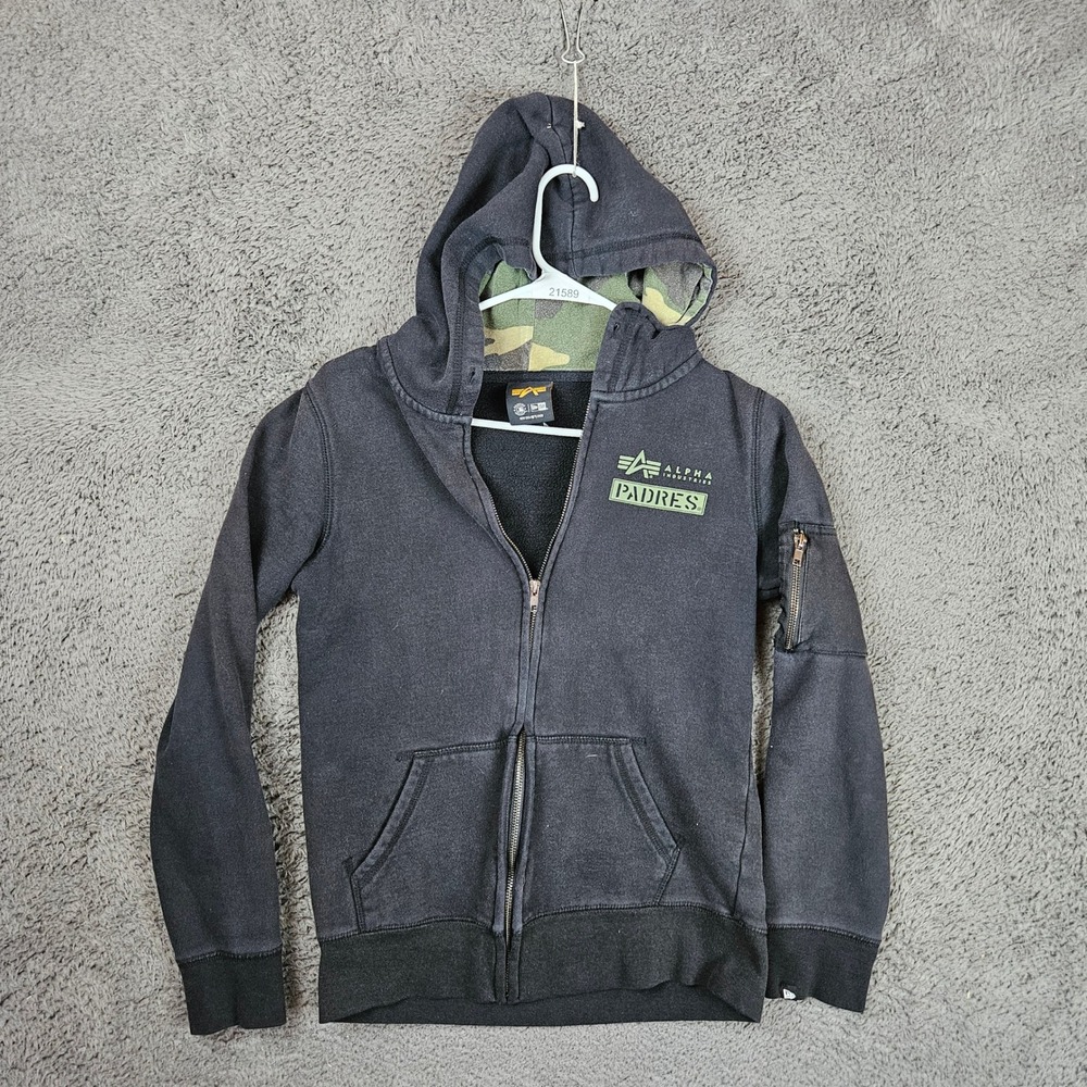 Alpha Industries New Era San Diego Padres Zip Hoodie Mens XS Black MLB